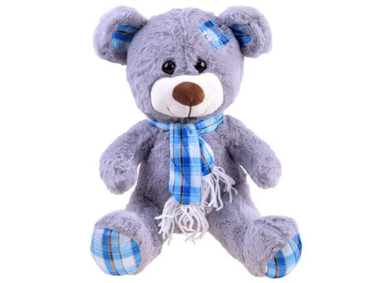 Gray teddy bear in a checked scarf ZA3426 grey | toys \ bears and ...