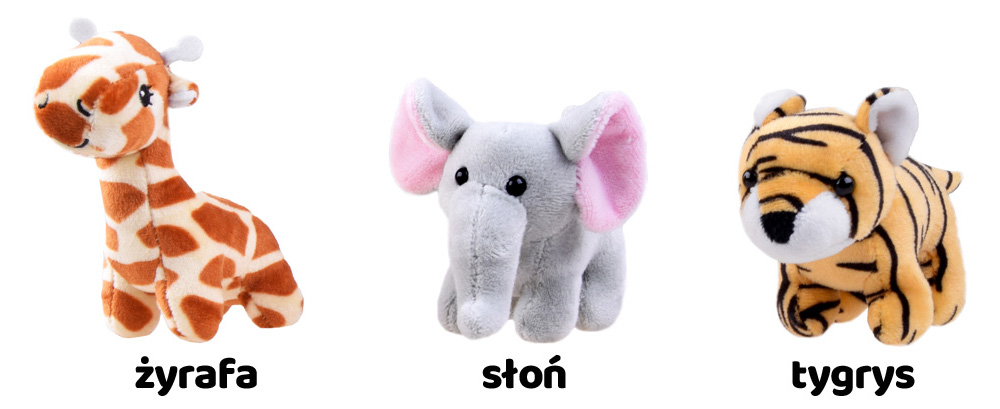 Maskotka Safari Słoń Lew Tygrys Żyrafa pluszak zabawka ZA4415 ZA4415