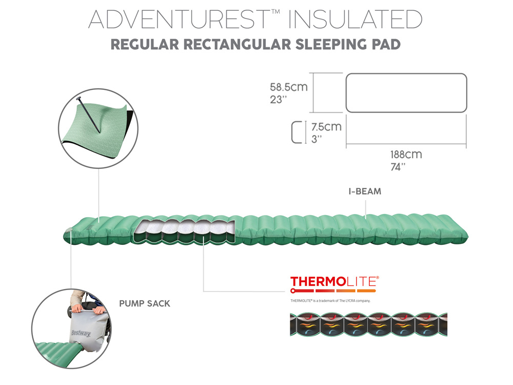 Bestway inflatable sleeping pad AdventuRest mattress 188 x 58.5 x 