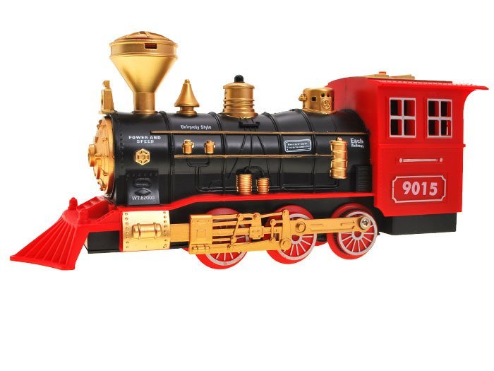 wooden train set with battery train