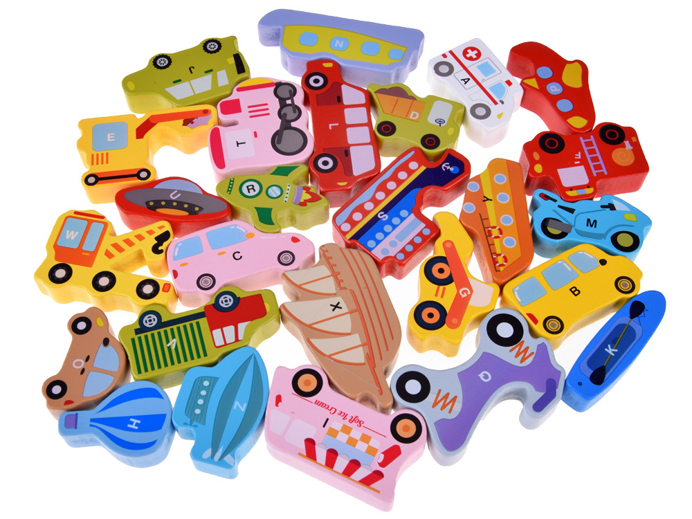 Large set of VEHICLES 27 pieces alphabet letters Wooden puzzle ZA4747, toys \ puzzles \ puzzles for kids SPECIAL \ Last delivery News 3-4 years  toys for girls toys for boys 5-7 years Gifts from Santa