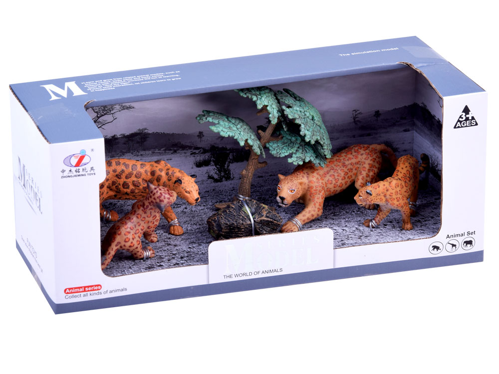 Set of safari animals Figurines Leopard 4 pcs ZA2990 C, toys \ figures 3-4  years toys for girls toys for boys 5-7 years 8-13 years