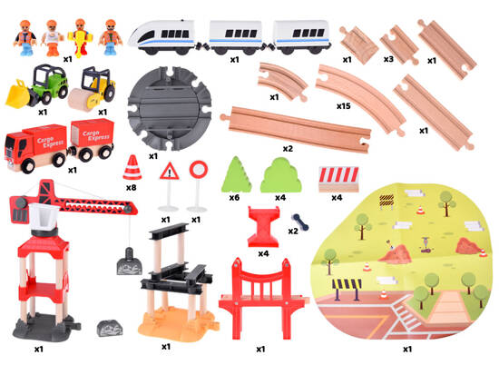  73 / 5 000 Wooden train for children, crane, Thomas the Friends station, set ZA4830