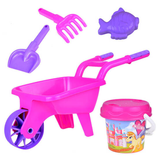  Children's wheelbarrows, sandbox accessories, bucket, shovel, rake ZA5469