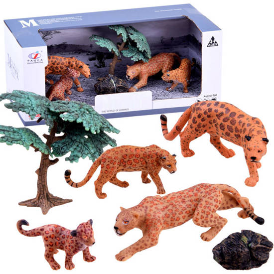  Set of safari animals Figurines Leopard 4 pcs ZA2990