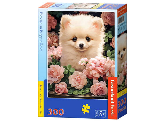 300 Piece Pomeranian Puppy in Roses Puzzle