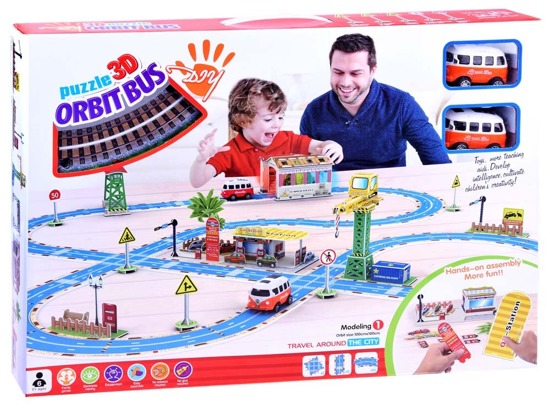 3D puzzles build track route + 2 toy cars characters ZA2628