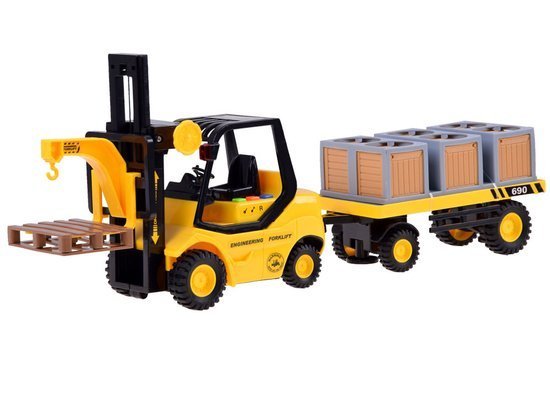 A forklift with a forklift trailer with a ZA3216 pallet