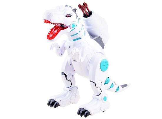 A robot dinosaur on a remote control dances shoots RC0530