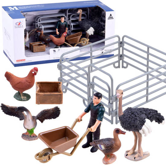 A set of animals figurines farm hen ostrich ZA2989