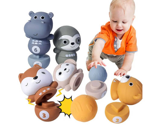A set of rubber animals bowling ball ZOO for children ZA4818
