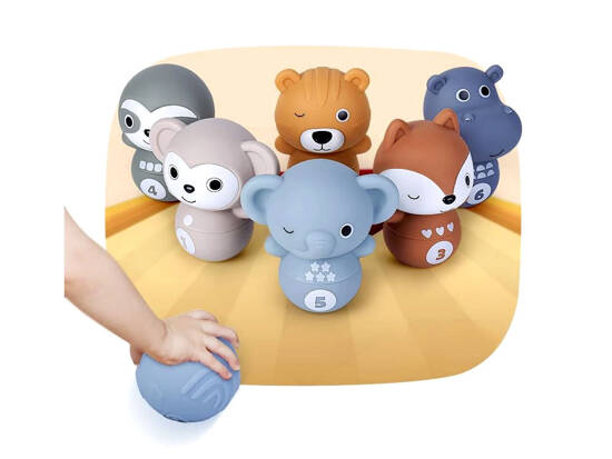 A set of rubber animals bowling ball ZOO for children ZA4818
