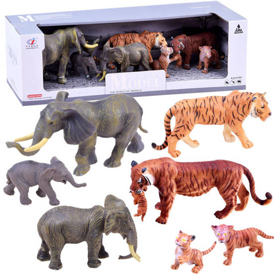 ANIMALS SAFARI SERIES Set of figurines: tiger + elephant COLLECTION ZA2987