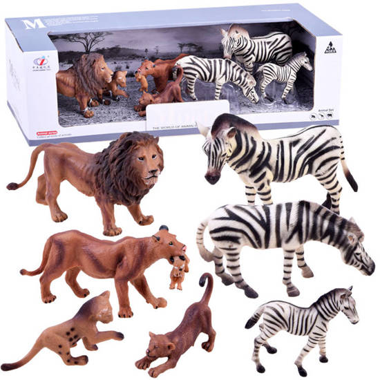 ANIMALS SAFARI SERIES Set of zebra + lion figurines COLLECTION ZA2987 