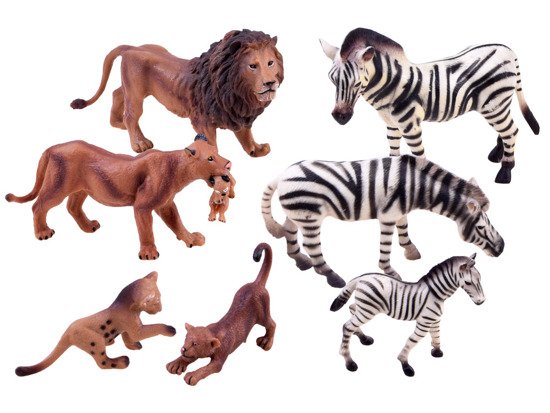 ANIMALS SAFARI SERIES Set of zebra + lion figurines COLLECTION ZA2987 