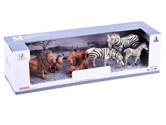 ANIMALS SAFARI SERIES Set of zebra + lion figurines COLLECTION ZA2987 