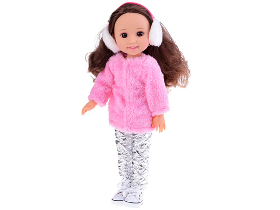 Adorable Doll 38 cm Pink fur and earmuffs winter clothes ZA4767