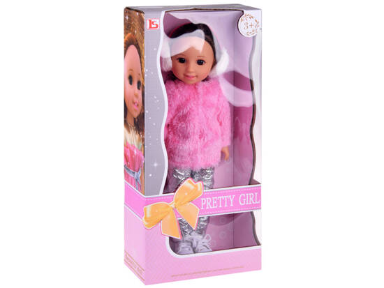 Adorable Doll 38 cm Pink fur and earmuffs winter clothes ZA4767