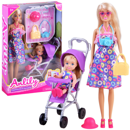 Anlily A mother doll with a baby in a pram ZA3489