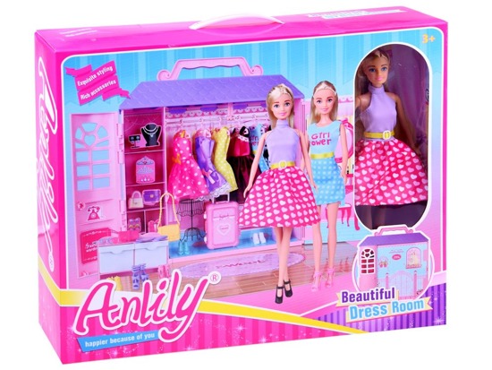 Anlily Doll + cottage with clothes + handbags ZA 2228