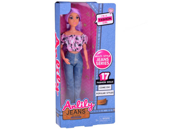 Anlily doll with long pastel hair in jeans ZA5305