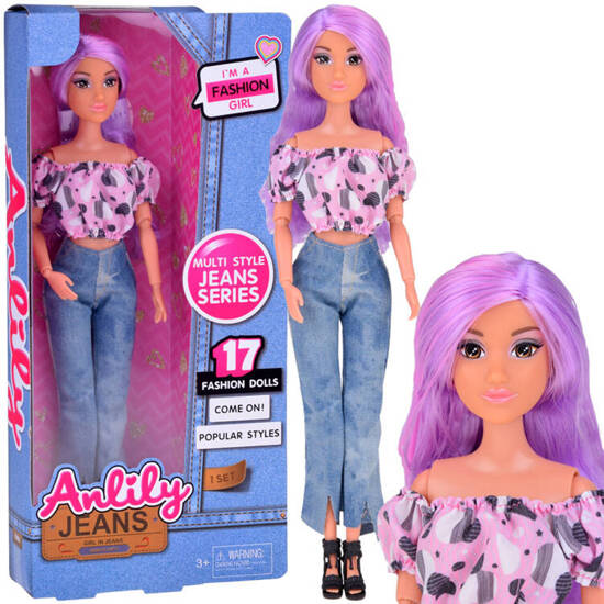 Anlily doll with long pastel hair in jeans ZA5305