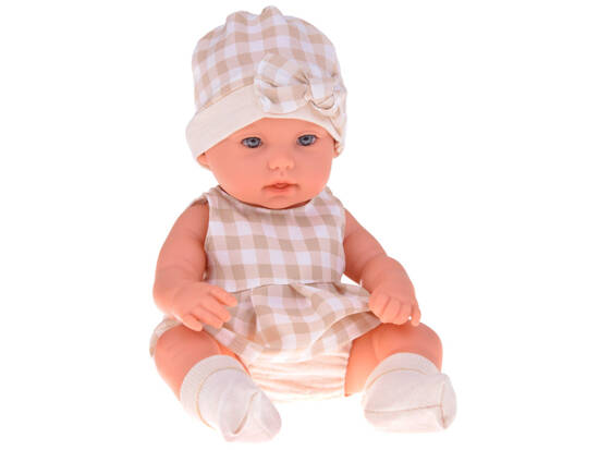 Baby Doll  Newborn Doll in a Gray hat and dress + rabbit ZA5007