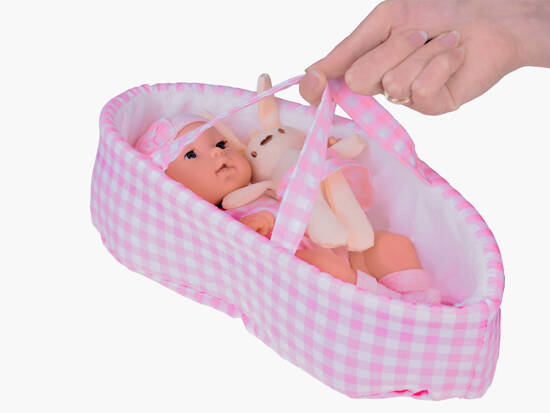 Baby Doll Newborn wearing a pink hat dress + rabbit ZA 5007 RO