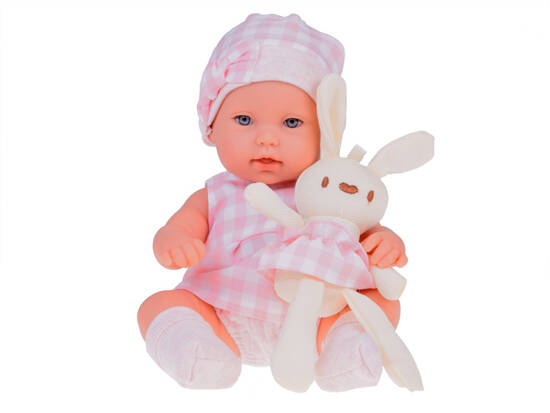 Baby Doll Newborn wearing a pink hat dress + rabbit ZA 5007 RO