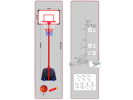 Backboard basketball + ball pump SP0701