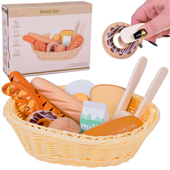 Basket with Bread wooden food toy 11 pcs ZA5383