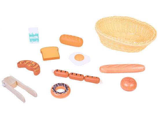 Basket with Bread wooden food toy 11 pcs ZA5383