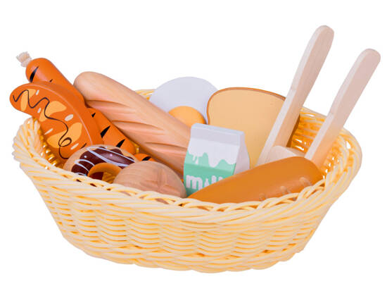 Basket with Bread wooden food toy 11 pcs ZA5383