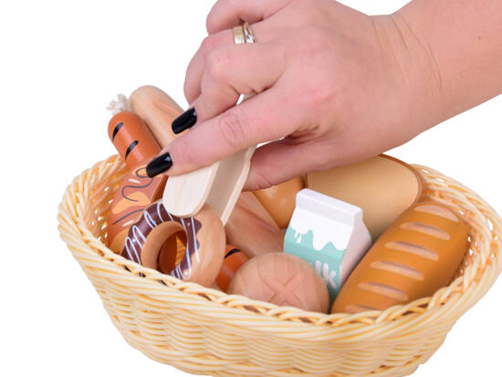 Basket with Bread wooden food toy 11 pcs ZA5383