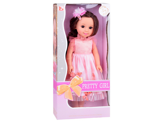 Beautiful 36 cm doll in a pink ball gown with butterflies and long hair ZA5236