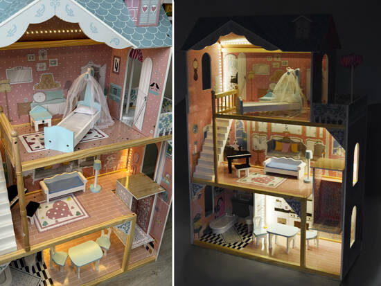 Beautiful Two-story Large Wooden Dollhouse with Furniture ZA5458