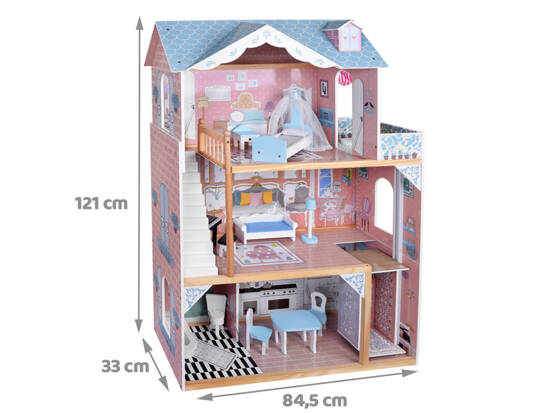 Beautiful Two-story Large Wooden Dollhouse with Furniture ZA5458