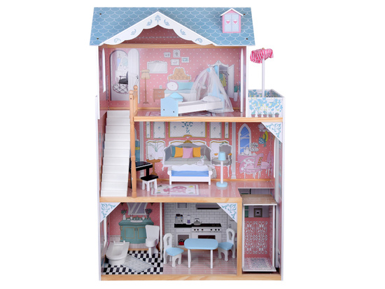 Beautiful Two-story Large Wooden Dollhouse with Furniture ZA5458