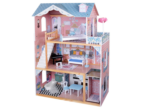 Beautiful Two-story Large Wooden Dollhouse with Furniture ZA5458