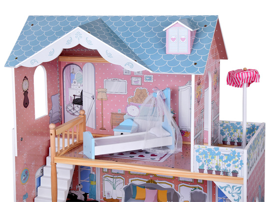 Beautiful Two-story Large Wooden Dollhouse with Furniture ZA5458