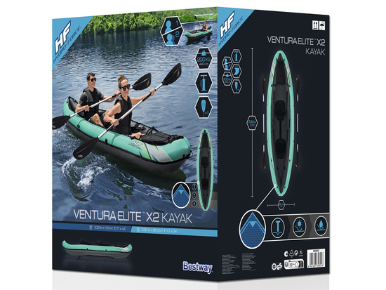 Bestway 2-person Kayak Ventura Elite X2 inflatable boat Hydro Force paddles 65052