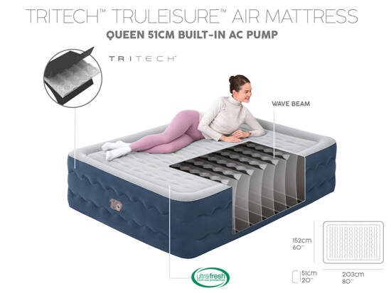 Bestway 2-person Mattress Queen Tritech Truleisure Air 203x152x51cm 6716P