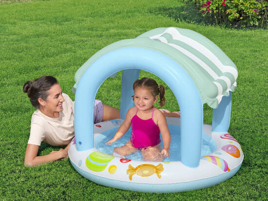 Bestway Blue and white pool with roof and inflatable bottom 104cm 52638