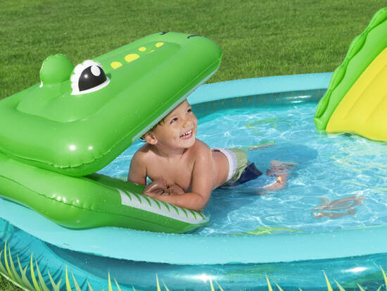 Bestway Inflatable Playground CROCODILE Slide + Sprinkler + Balls 53166