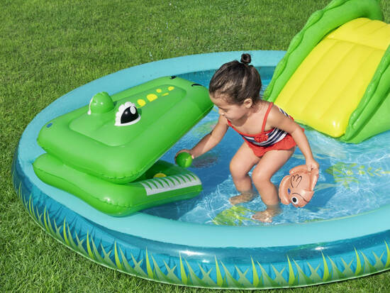 Bestway Inflatable Playground CROCODILE Slide + Sprinkler + Balls 53166