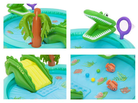 Bestway Inflatable Playground CROCODILE Slide + Sprinkler + Balls 53166