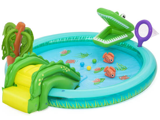 Bestway Inflatable Playground CROCODILE Slide + Sprinkler + Balls 53166