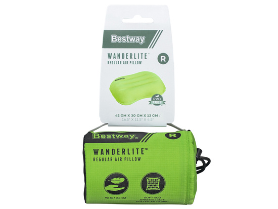 Bestway Inflatable Travel Pillow WanderLite GREEN 42cmx30cm 69624