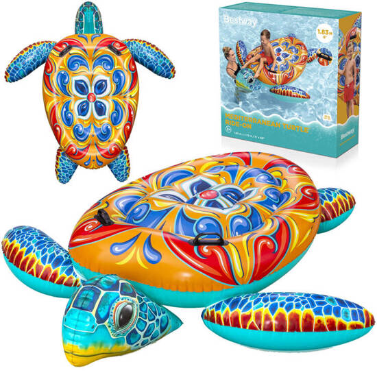 Bestway Inflatable mattress with handles TURTLE Majolica print 183x173cm 41523