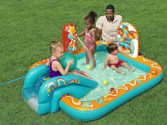 Bestway Inflatable playground RETRO Slide + sprinkler + balls 53164